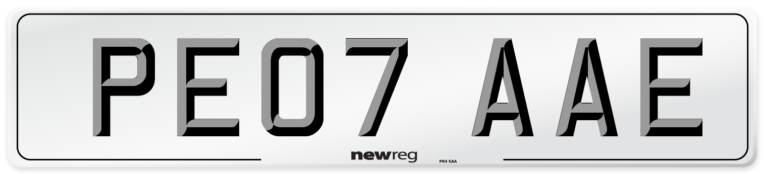 PE07 AAE Number Plate from New Reg